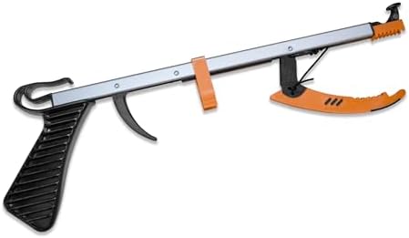 Rehabilitation Advantage Compact Reacher Grabber Tool, 15" Reach Extension with Rubberized Jaws and 3" Wide Grip, Lightweight Aluminum Pick Up Tool