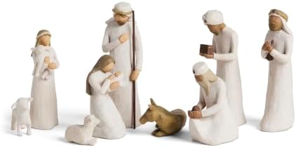 Willow Tree Shepherd and Stable Animals, Sculpted Hand-Painted Nativity Figures, 4-Piece Set | Designed by Artist Susan Lordi, Build the Nativity Scene, a Timeless Holiday Tradition to Display on Mantel or Tabletop