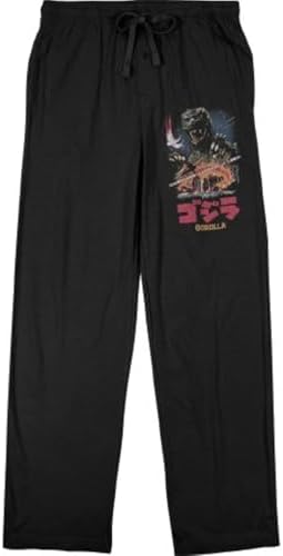 Mens Black Godzilla Classic Monster Movie Lounge Pants