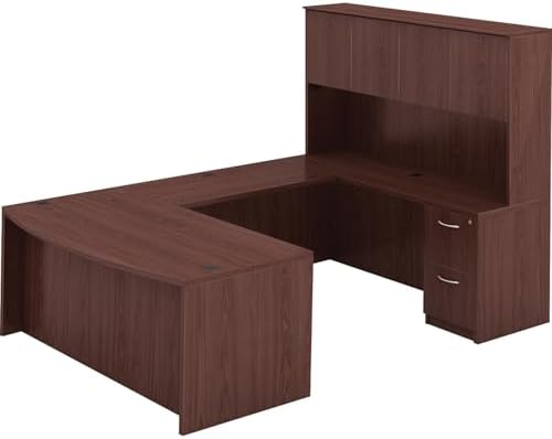 Lorell Hutch with Doors, 66 by 15 by 36-Inch, Mahogany