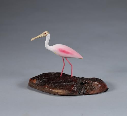 Spoonbill by John Perry 8in Long Sculpture on Polished burlwood Base. Signed.
