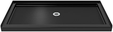 DreamLine SlimLine 34 in. D x 54 in. W x 2 3/4 in. H Center Drain Single Threshold Shower Base in Black, DLT-1134540-88