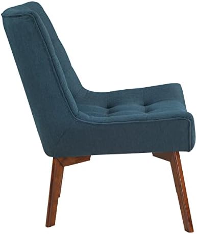OSP Home Furnishings Shelly Mid-Century Modern Button Tufted Accent Chair with Solid Wood Sculpted Frame