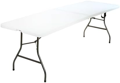 Cosco 6ft Fold-in-Half Blow Molded Folding Table, Indoor/Outdoor, Comfort Handle, Lightweight Plastic Construction - White
