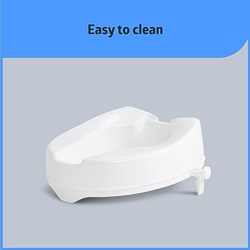 Medline Raised Toilet Seat with Secure Side Locks, 4" Elevation - 250 lbs. Capacity, for Seniors, Elderly