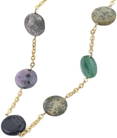 Beaded Necklace 24-26 Inches in ION Plated Gold Stainless Steel