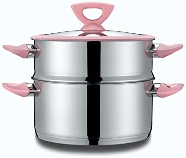 CONCORD 3 Quart Stainless Steel 3 Piece Steamer Cookware Set. Features 2 Quart Veggie Steamer and 3 Quart Cooking Pot with tempered glass lid.