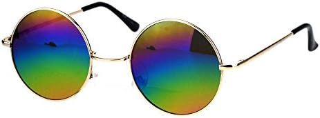 SA106 Reflective Color Mirrored Hippie Groove Round Circle Lens Retro Sunglasses