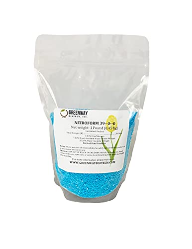 Greenway Biotech Nitroform 39-0-0 Slow Release Nitrogen Fertilizer- Contains 3% Urea N, 7.5% Water Soluble N, & 28.5% Insoluble N for Healthy Plants & Lawn Growth (1 Pound)