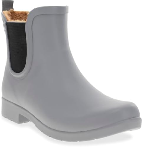 Chooka Women's Delridge Waterproof Faux Fur Chelsea Rain Boot Slip On