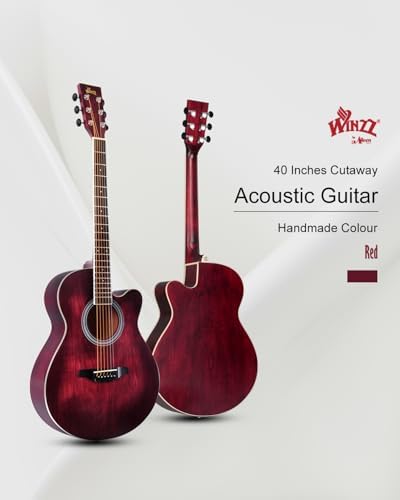 Winzz 40 Inches Acoustic Steel-string Guitar Beginner, Elegant Unique Color Design (Blue-green)