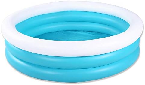 Inflatable Kiddie Pool, 60"x16" Thick Guardrail Swimming Pool for Kids, Blue & White Blow Up Pool for Kids Indoor Party Games