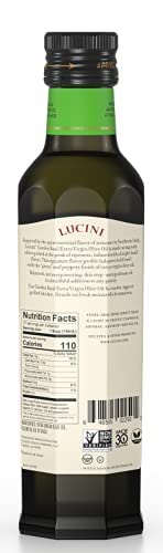 Lucini Italia Delicate Lemon Extra Virgin Olive Oil - EVOO Infused with Fresh Lemon - Olive Oil for Marinade, Grilling, Roasting, Baking - Non-GMO Verified, Whole30 Approved, Kosher, 250mL