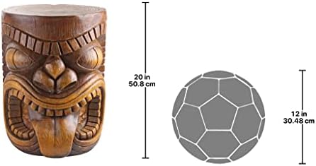 Design Toscano Grand Tiki Face Kanaloa Teeth Indoor/Outdoor Side Table Statue, Patio, Bar, Den, 20 inch tall, Cast Stone Resin, Woodtone Finish