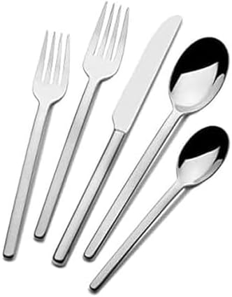 Mikasa Harmony 45-Piece Silverware Set, 18/10 Stainless Steel Cutlery for 8, Includes Forks, Knives, Spoons, and 5-Piece Serving Utensils Set