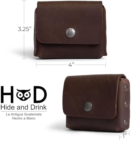 Hide & Drink, Thick Leather Riveted Horizontal Waist Wallet, Holds Up to 12 Cards Plus Folded Bills Coin Holder Organizer, Handmade, Bourbon Brown