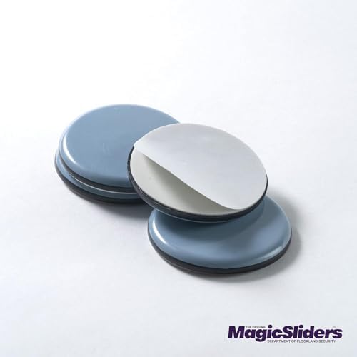 Magic Slider 4-Piece Set, 60mm Round Surface Protectors, Grey, 2-3/8" RND Slide Discs – Premium Furniture Floor Protectors for Hardwood, Tile, Vinyl & Carpet|Pack of 1