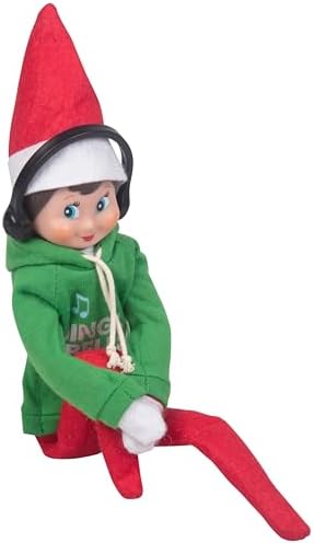 Elf On The Shelf Boy with Jingle Jam Hoodie Set - Blue Eyed Boy Elf Doll with Book and Hoodie with DJ Headphones - Customize Your Elf with Unique DJ