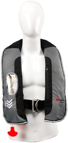Eyson Unisex Adult Automatic Inflatable Life Jacket Vest with Zippered Pocket (Grey)