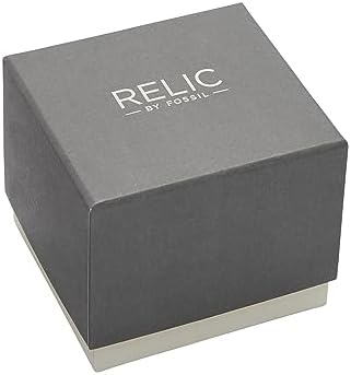Relic by Fossil Men's Jake Three-Hand Day Date Watch, Silver Stainless Steel and Black Silicone Band Watch for Men