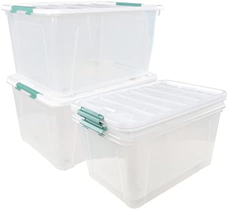 17.5 L Clear Plastic Storage Box, 4-Pack Latch Storage Bin