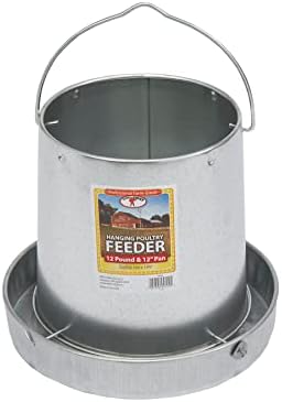Little Giant® Hanging Metal Poultry Feeder | Chicken Feeder | Outdoor Hanging Bird Feeder | Galvanized Steel Feed Container with Hanging Handle | 40 Pound