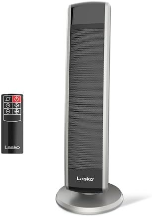 Lasko Oscillating Digital Ceramic Tower Space Heater - 29” - 5586 - Black | Built-In Handle, For Large Rooms, Cool Touch Housing, Overheat Protection Adjustable Thermostat, Timer, Remote, 1500W