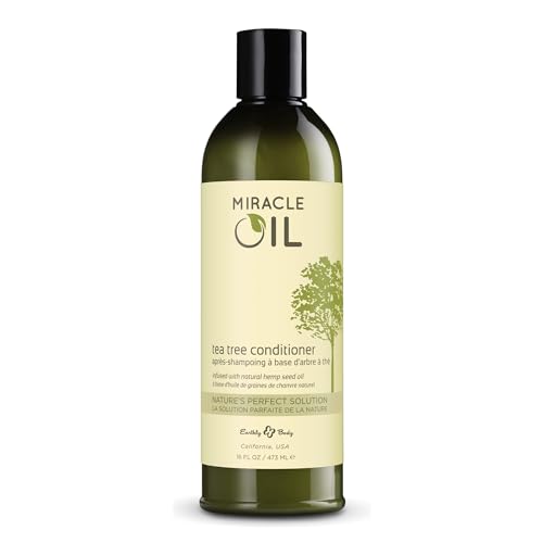 Earthly Body Miracle Oil Tea Tree Conditioner, 16 oz. - Detangles, Tames Frizz & Nourishes Roots - Tea Tree, Hemp Seed