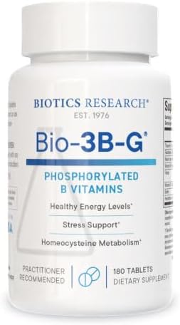 BIOTICS RESEARCH Bio-3B-G Vitamin B Complex, Vitamin B Complex Supplement for Stress, Energy and Adrenal Health Gluten Free Supplement 180 Tablets