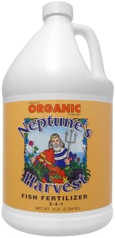 Neptune's Harvest Fish Fertilizer (2-4-1) - Organic Liquid Plant Fertilizer - Fish Hydrolysate for Vegetables, Flowers, Fruit, Trees, Grass - Indoor and Outdoor Plant Food (Gallon)