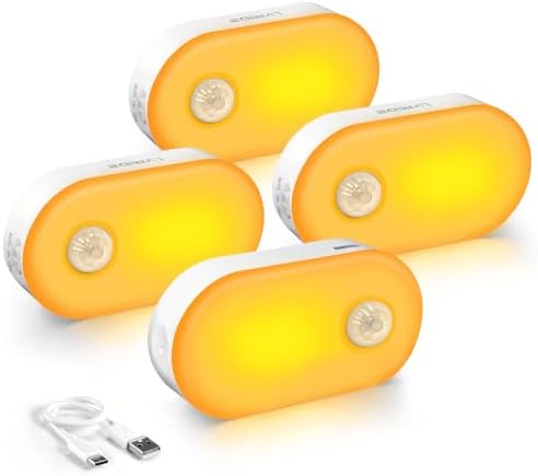 Lyridz Rechargeable Battery Night Light with Motion Sensor, 4-Pack