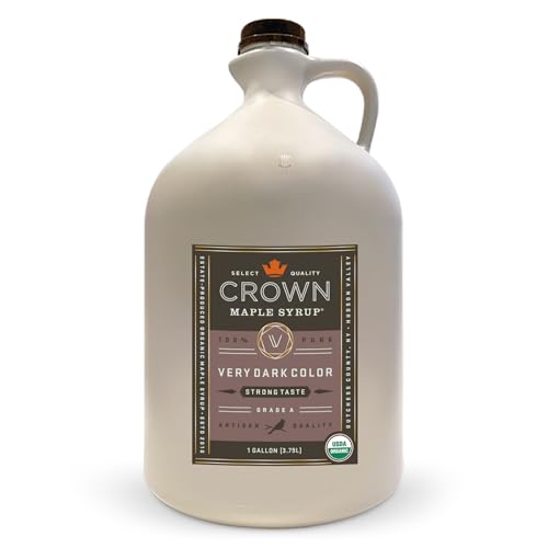 Crown Maple Organic 100% Pure Amber Color Rich Taste Maple Syrup, Flavor Marinades, Cocktails, Pancakes, Squash & Bacon, 12.7 Fl Oz