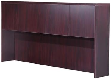 Boss Office Products Holland Executive U-Shape Desk with Lateral File Storage and Hutch, 66", Mocha
