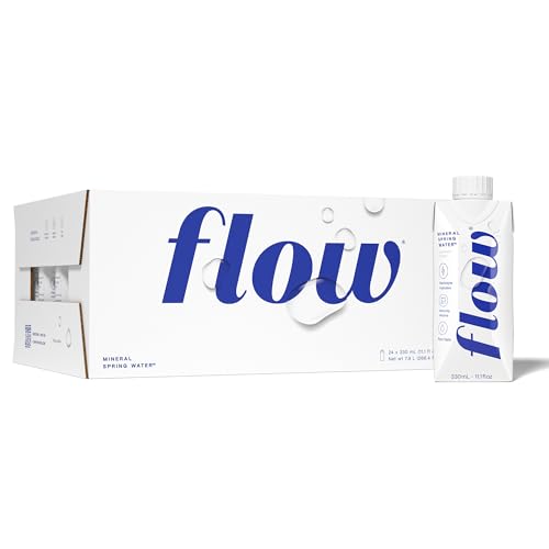 Flow Artesian Mineral Spring Water, 33.8 Fl Oz, 6 Pack | Naturally Alkaline Water, pH 8.1, Electrolytes, Minerals, Zero Calories, Eco-friendly pack, Non-GMO, BPA-Free