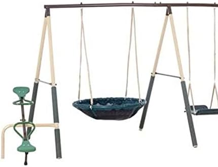 XDP Recreation Deerfield Outdoor Playground Swing Set with Slide & See Saw