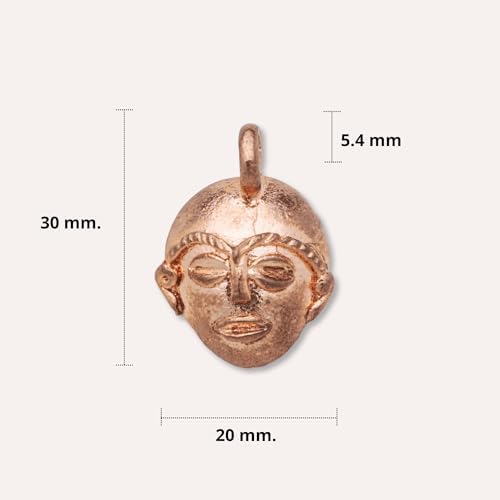 Better Jewelry, Real Pure Copper African Tribal Mask Pendant, Charm