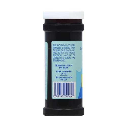 Blue Mountain Country Natural Molasses, 12 oz - Authentic West Indian Molasses, Rich Dark Sweetener for Baking, Cooking, Marinades & Beverages
