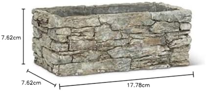 Abbott Collection Small Rectangular Stack Stone Planter, 4x8 Inch, Grey - 6.89 x 4.29 x 3.54 inches