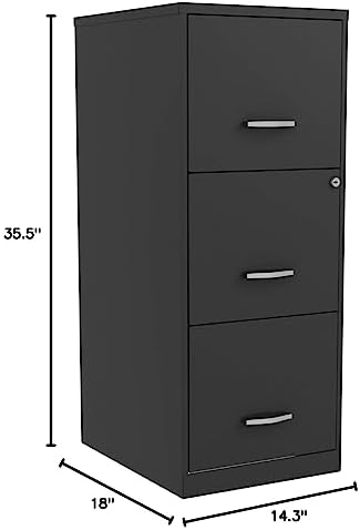 Lorell NuSparc 3 Drawer Locking Filing Cabinet | Pre-Assembled Steel Construction | Space-Saving Design is Perfect for Home and Small Office