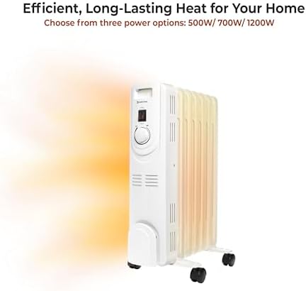 Comfort Zone Electric Oil-Filled Radiant Radiator Space Heater, Never Refill, Adjustable Thermostat, Tip-Over Switch & Overheat Protection System