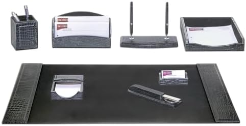 DACASSO Crocodile Embossed Leather Desk Set - Luxury Leather Desk Pad & Desk Organization Essentials - Office Organization & Executive Desk Decor