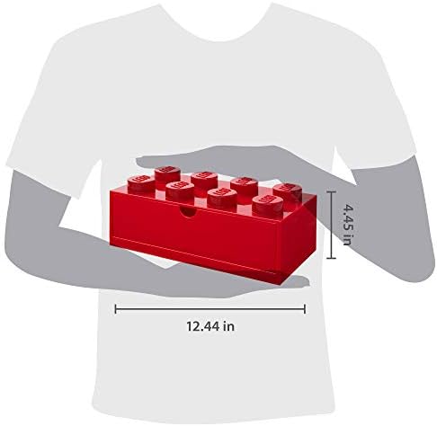 Room Copenhagen Lego Storage Brick 8 Desk Drawer, 8-Stud Stackable Tabletop Storage Box, 12.4 x 6.2 x 4.4 in