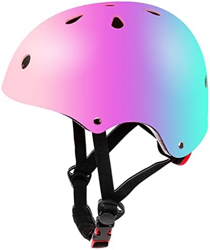 Color Gradient Adjustable Kids Bike Helmet Toddler Helmets for 3-5-8-14 Years Kids Girls Boys Youth Bicycle Helmet for Scooter Balance Bike Roller