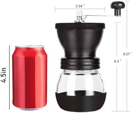 PARACITY Manual Coffee Grinder, Ceramic Burr, 2 Glass Jars, 11oz per Jar