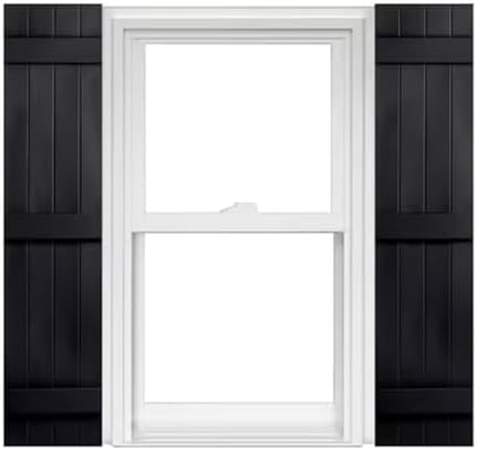Polaris Homeside 4 Board and Batten Joined Vinyl Shutters (1 Pair) 14-1/2in. x 47in. - 050 Black