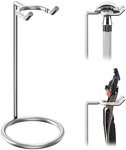 Linkidea Stainless Steel Razor Stand, Deluxe Men's Travel Shaver Holder, Shaving Support Compatible with Long Handle Safety Razor, Fusion 5, ProShield