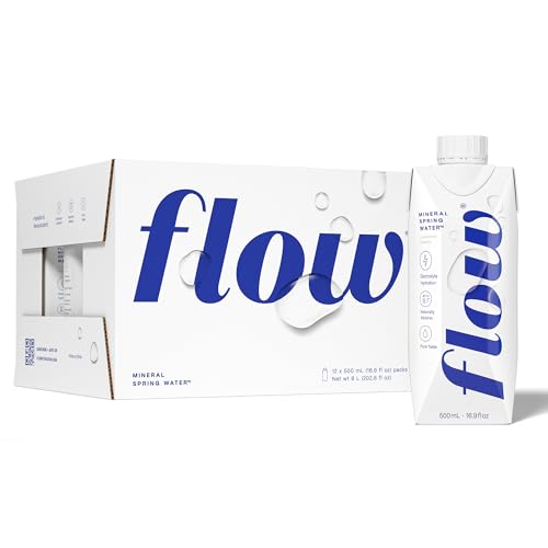 Flow Artesian Mineral Spring Water, 33.8 Fl Oz, 6 Pack | Naturally Alkaline Water, pH 8.1, Electrolytes, Minerals, Zero Calories, Eco-friendly pack, Non-GMO, BPA-Free