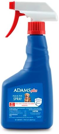 ADAMS Plus Flea and Tick Spray for Dogs & Cats, Kills Fleas and Ticks, Repels Mosquitoes, Prevents Infestations up to 2 Months, Treatment for Dogs, Cats, Puppies & Kittens, 16 Fl Oz