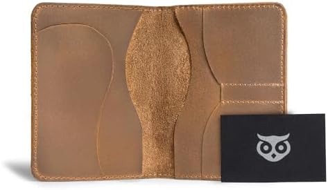 Hide & Drink, Double Passport Cover with Slots for Bills and Keys, Rustic Case, ID Organizer, Full Grain Leather, Handmade Accessories, Bourbon Brown