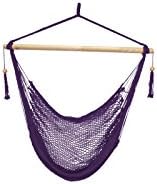 Bliss Hammocks BHC-412NT Island Rope Hammock Chair, Eco Friendly & Hand Woven, Varnish Coated 40 Inch Wood Spreader, Easy to Hang w/Included Hanging Kit, Supports up to 265 pounds, Natural Rope